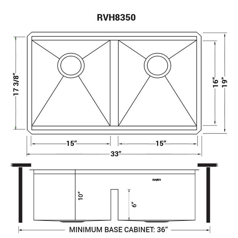 Roma Workstation Ledge 33" L x 19" W Double Basin Undermount Kitchen Sink