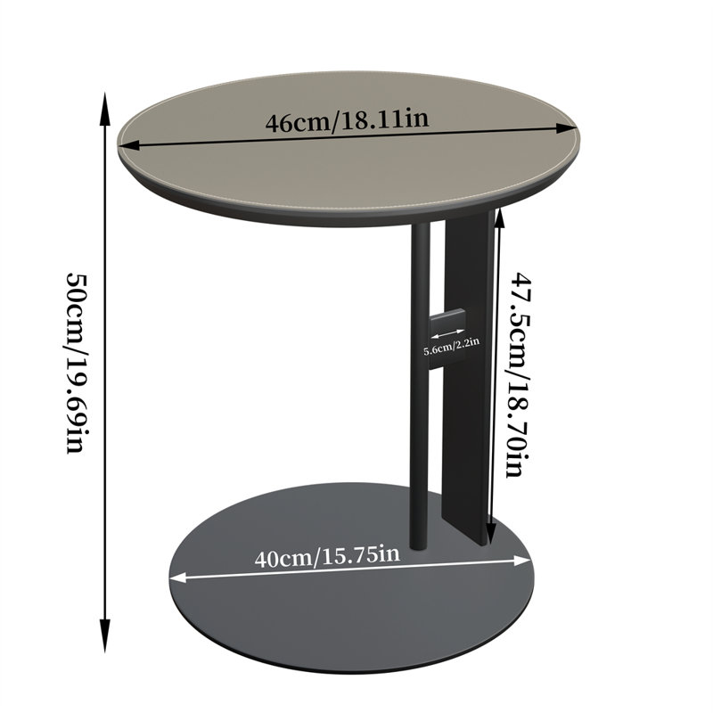 Table d'appoint ronde en cuir, Gris