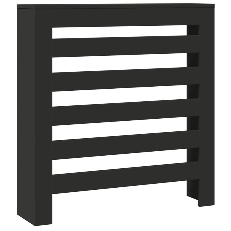 Small Radiator Cover, Black, 78 x 20 x 82 cm, Horizontal Slats