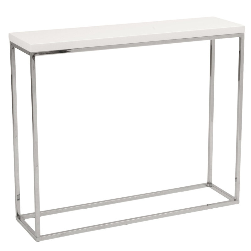 Camp Narrow Console Table, White, Silver