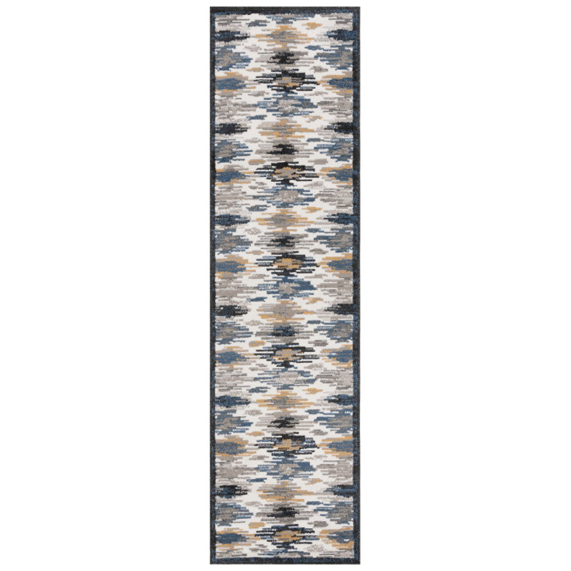 Tapis abstrait en jute / polypropylène tissé à la machine Kiira, Tapis de couloir 2 pi 2 po x 8 pi