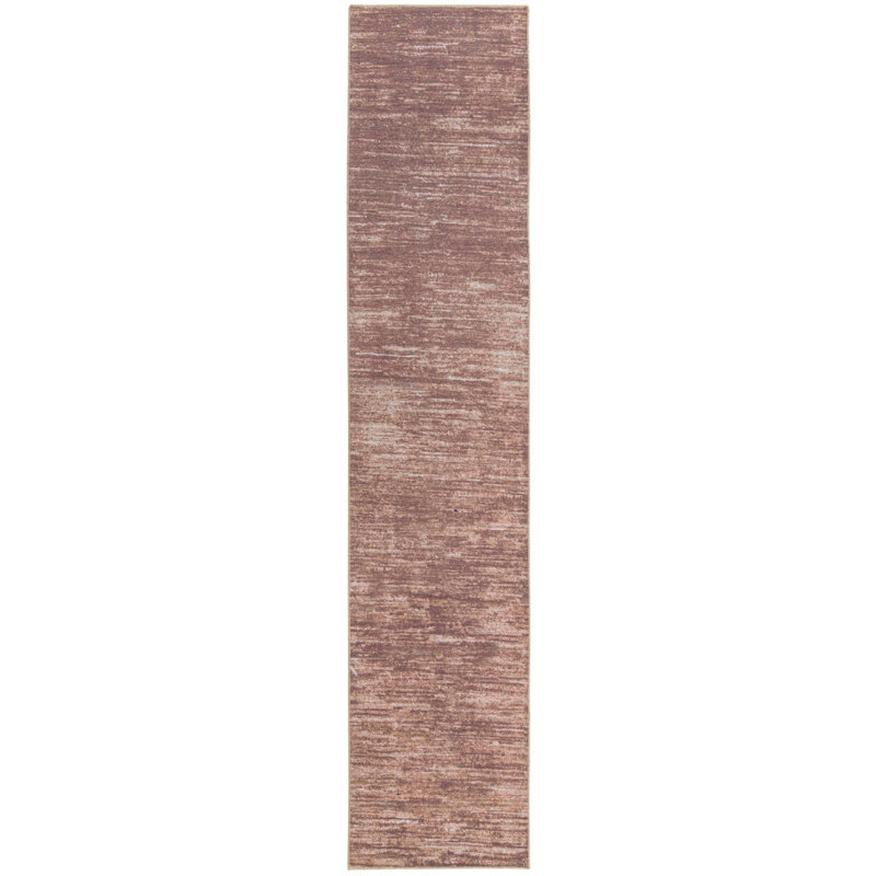 Tapis brun en chenille tissé à la machine Ikhasa, Tapis de couloir 2 pi 6 po x 12 pi