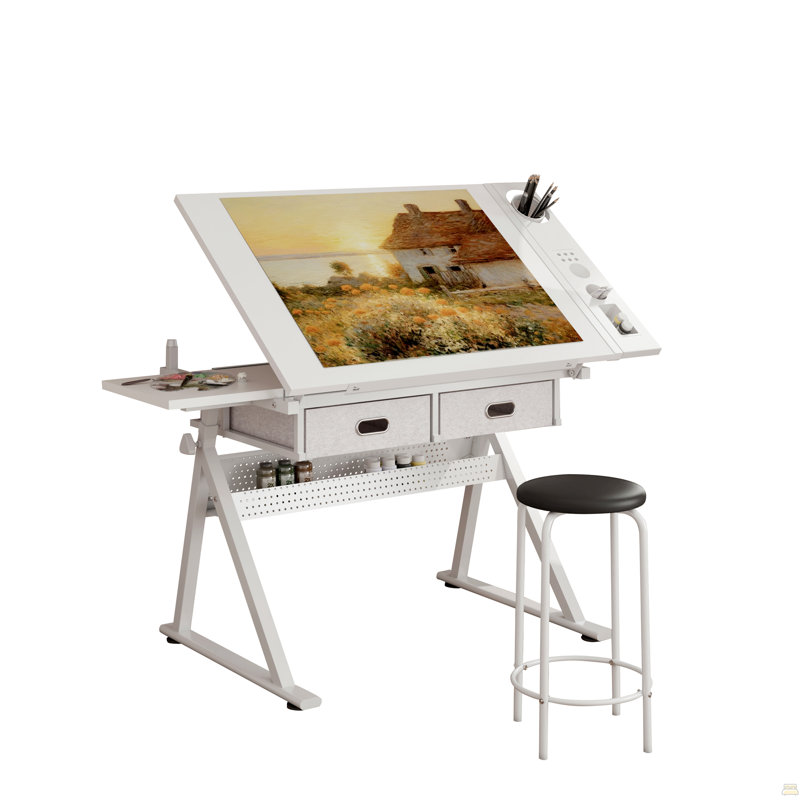 Metal Base Standing Desk, Blanc