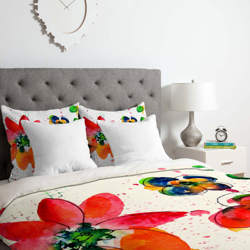 Ensemble de housse de couette en aquarelle, Housse de couette pour grand lit et 2 taies décor