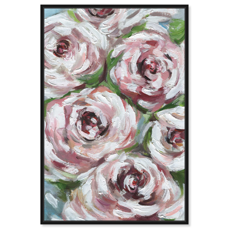 «Doll Memories Textured Roses Beach Life», art mural par Art Remedy, Cadre noir, H 16 po x l 11 po