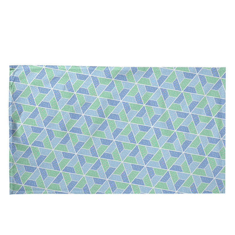 Serviette à thé trapézoïdals, Aigue-marine, Sergé de coton
