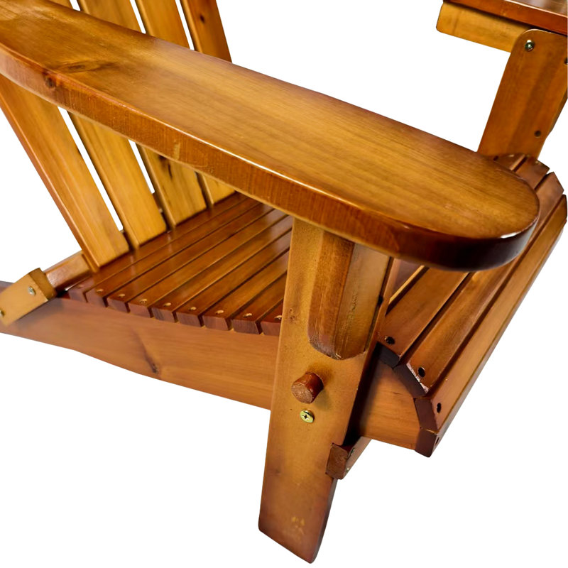 Comfortable Outdoor Foldable Wood Chair With Iconic Sloping Seat Design, Wide Armrest, Populus In Oak Color, Easy Assembly Process, 250 Lbs Weight Capacity, Great For Deck, Poolside Or Indoor