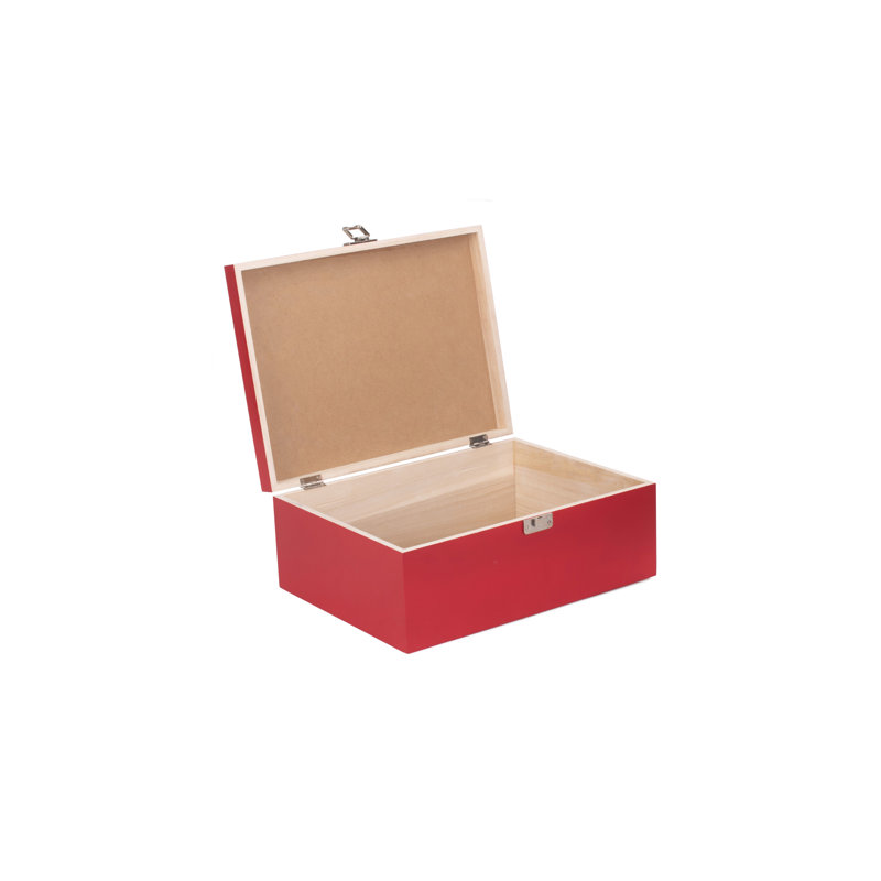 Wooden Storage Box with Lid, 27cm W x 36cm D, White Wash