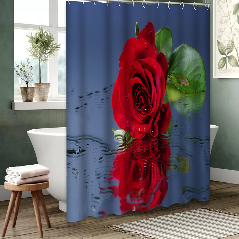 Rideau de douche Red Rose, L 72 po x l 84 po