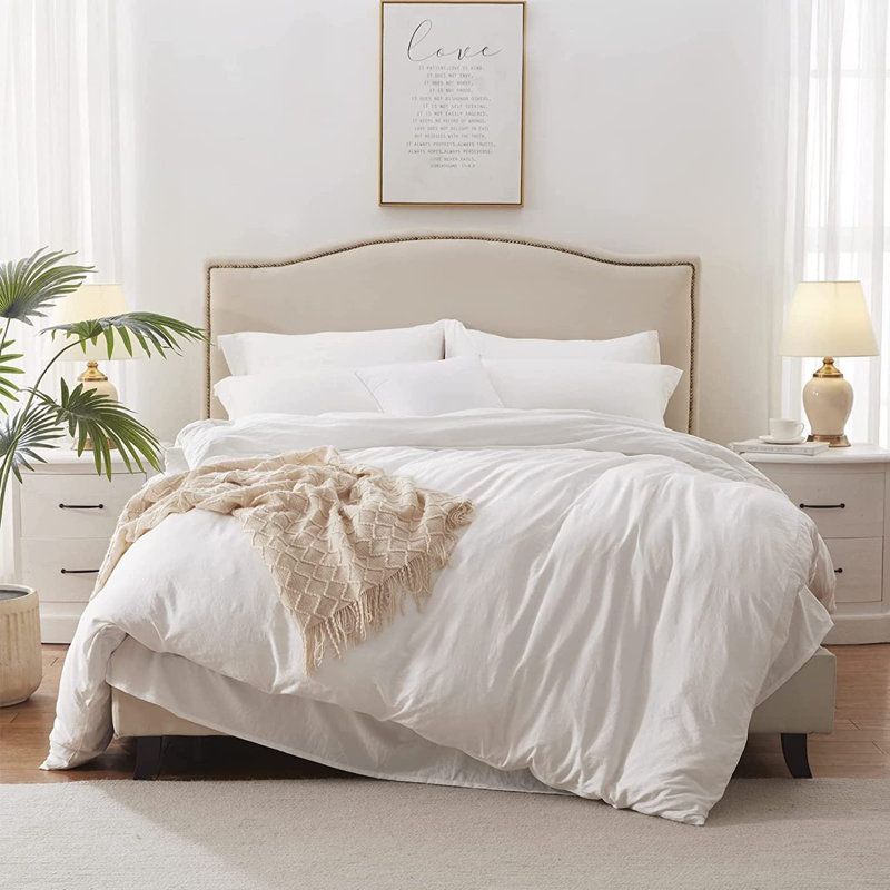 Sateen Duvet Cover, King Duvet Cover + 2 King Shams, White