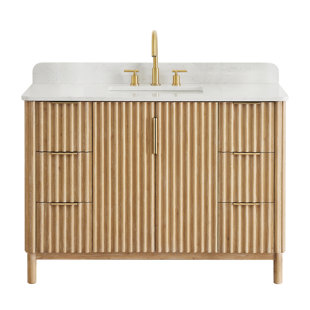 Siena 48" Single Bathroom Vanity with Grain White Engineered Stone Countertop without Mirror