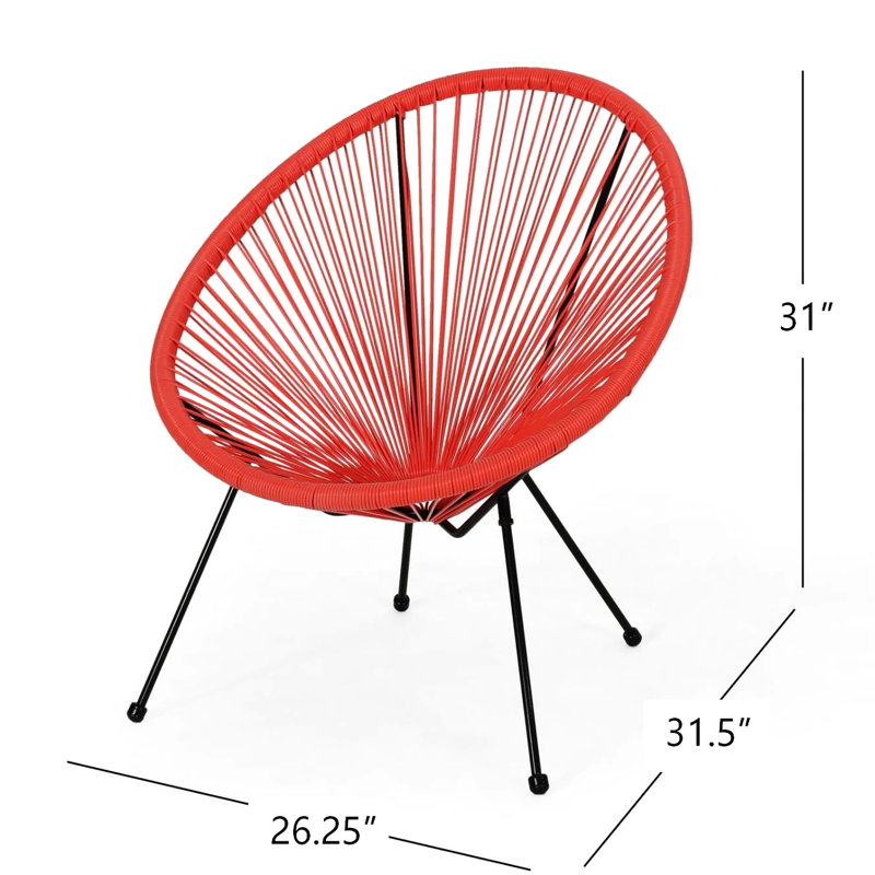Ensemble de 2 chaises d'extérieur orange avec structure en acier et tissu tressé, tissage pour une détente optimale, style moderne, structure durable, ambiance classique et minimaliste.