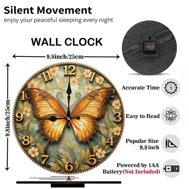 Horloge murale papillon