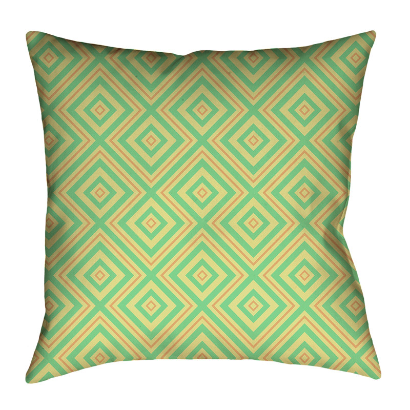 Coussin Katelyn Elizabeth, 14 po x 14 po, Vert / Orange, Polyester