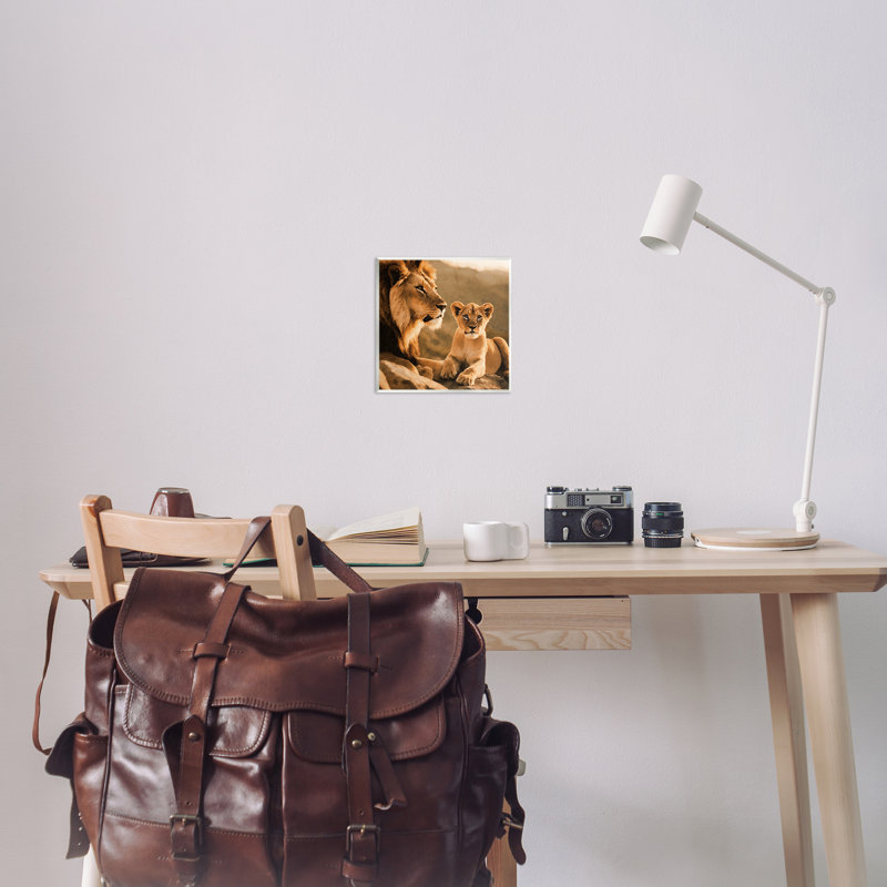 «Lion & Cub», art mural sur bois par Noah Bay
