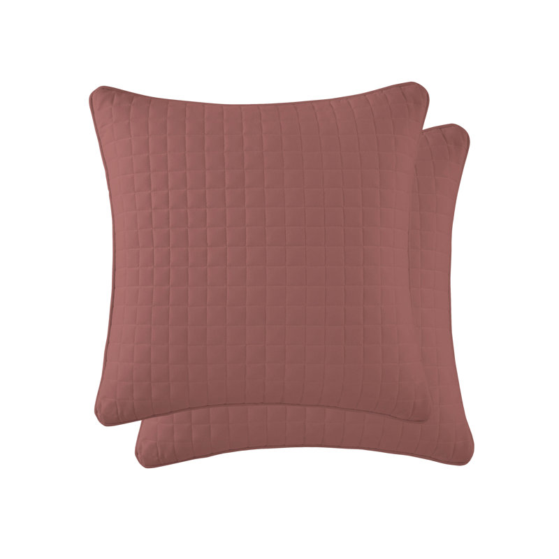 Southshore Fine Linens Vilano Quilted Sham Covers, Double-Brushed Microfiber Square-Stitched Pillow Shams with Piped Edges, Set of 2, 26" x 26" , Marsala