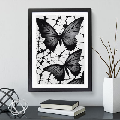 Monochrome Butterflies - Single Picture Frame Print
