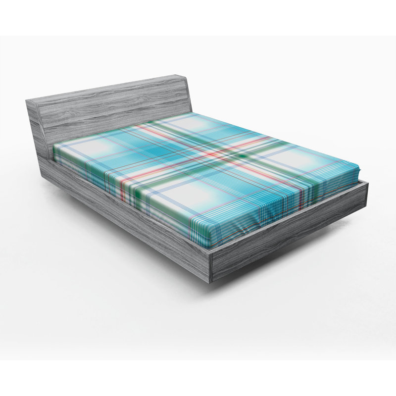 Microfiber Striped Fitted Sheet, Full Fitted Sheet, Aqua Striped