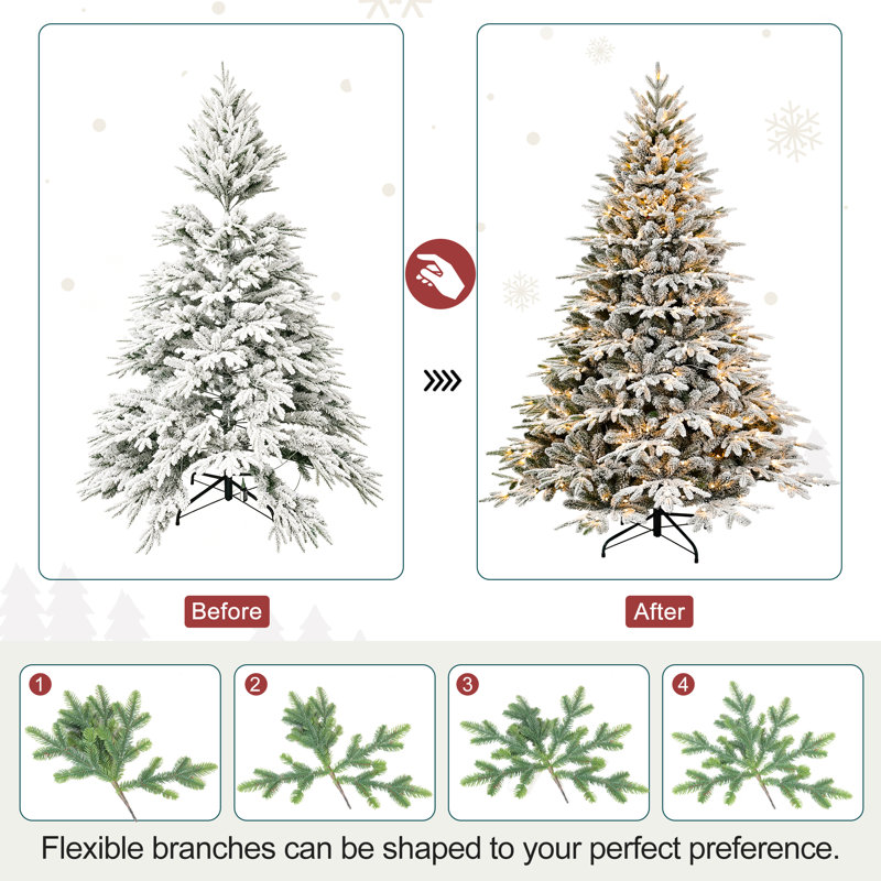 Arbre de Noël artificiel pré-éclairé enneigé, 5'
