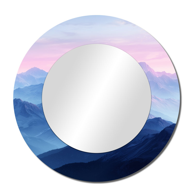 Purple Mountains In The Morning Light I - Landscape Mountains Wall Mirror Art - Printed On Metal, 36" x 36"