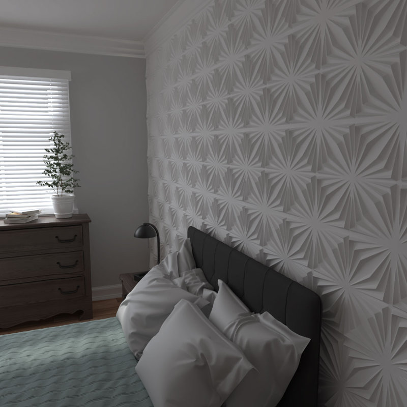 White Textured 3D PVC Decorative Wall Panels, 19 5/8" x 19 5/8", 50-Pack