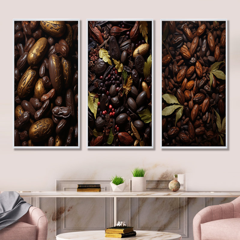 Cacao Baroque Bean, H 28 po x l 36 po, Cadre flottant blanc