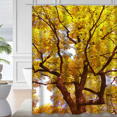Autumn Foliage Leaves Branches Nature Abstraction Shower Curtain with 12 Hooks