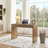 Boho Minimalist Wood Desk With Hidden Drawer-1055396119