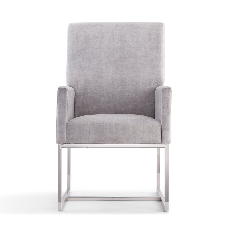 Element Tufted Velvet Upholstered Arm Chair, Gray, 1