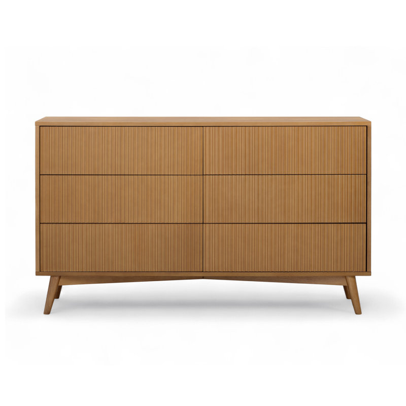 Solid Wood 140cm W 6 - Drawer Chest of Drawers, Natural