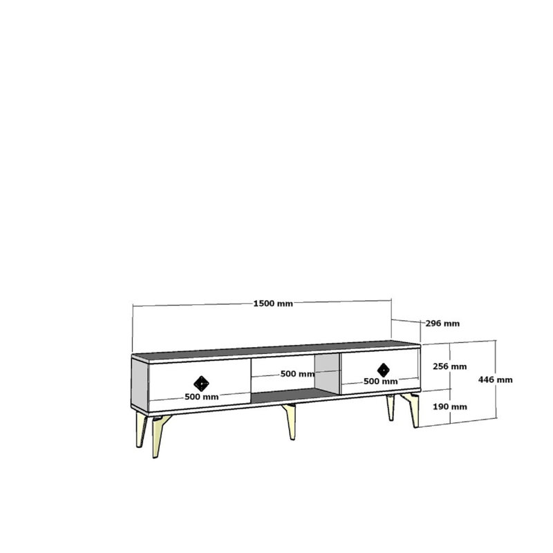 Keikei Unfinished TV Stand, Gold/White