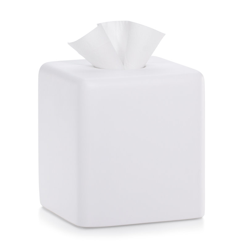 Domus White Matte Tissue Box Cover