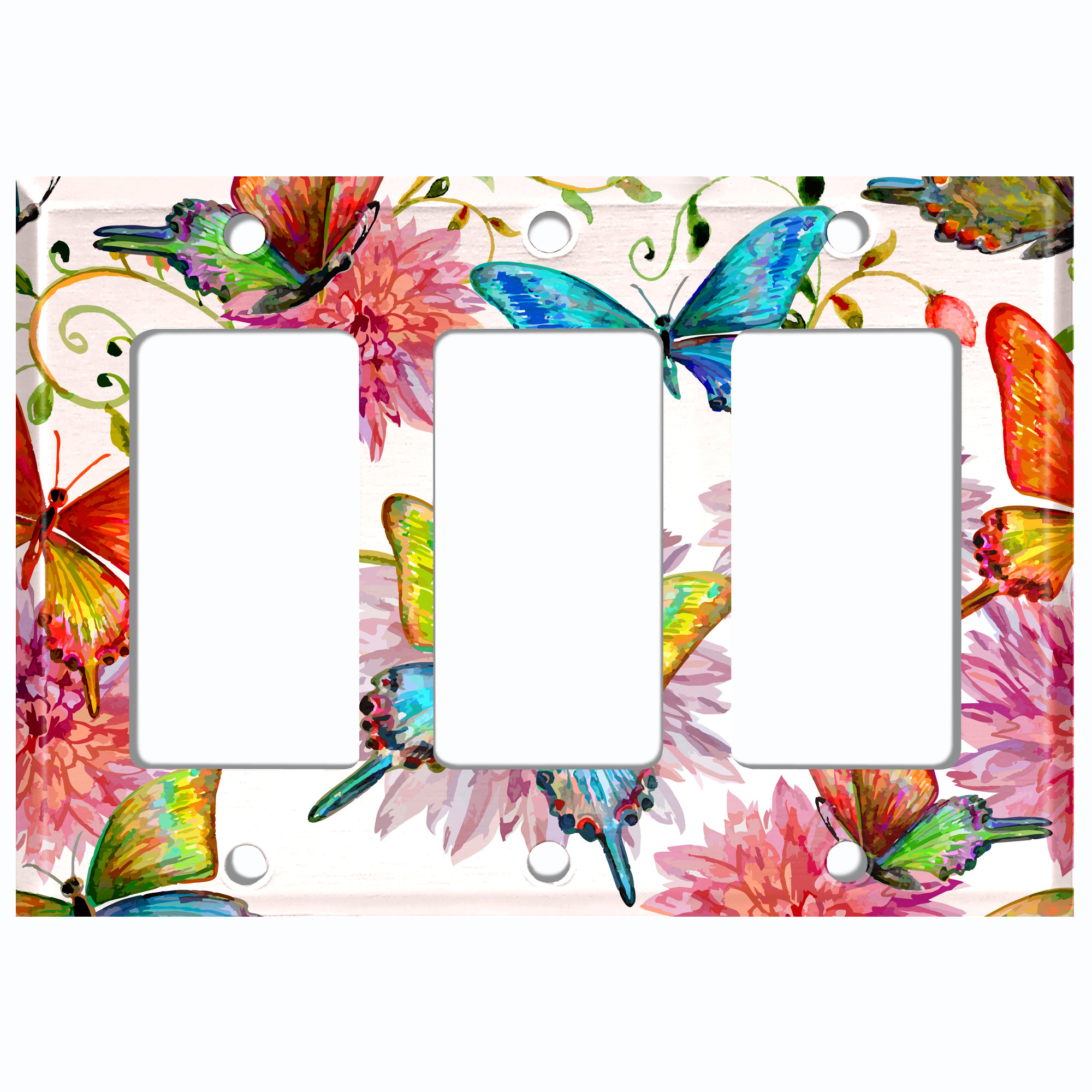 WorldAcc Metal Light Switch Plate Outlet Cover (Colorful Butterflies ...