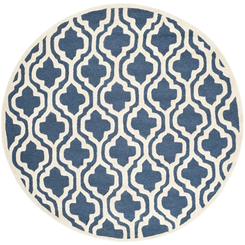 Tapis bleu marine / ivoire Ruben, Rond 8 pi