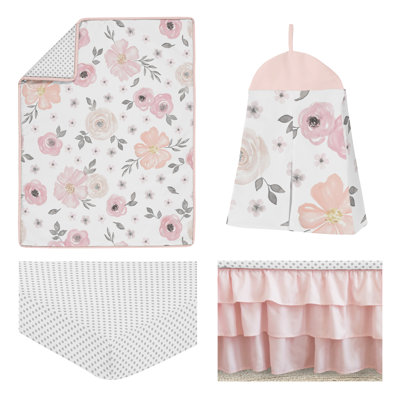 Watercolor Floral 4-Piece Bedding Set