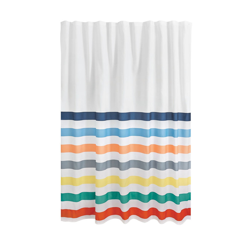 Multicolor Striped PEVA Polyester Shower Curtain 72x72 Inch