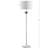 Led Floor Lamp With Smoked Crystal Accent And Cotton Drum Shade, Contemporary Design For Living Room, Bedroom, Office