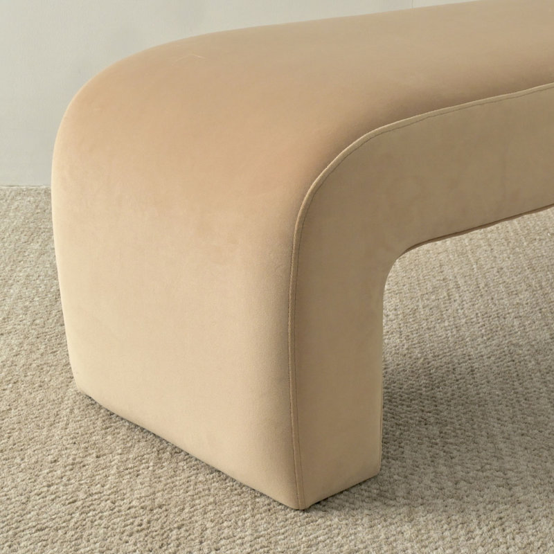 Banc de chambre pour l'entrée en velours capitonné entièrement en velours Floranda, Brun clair pâle