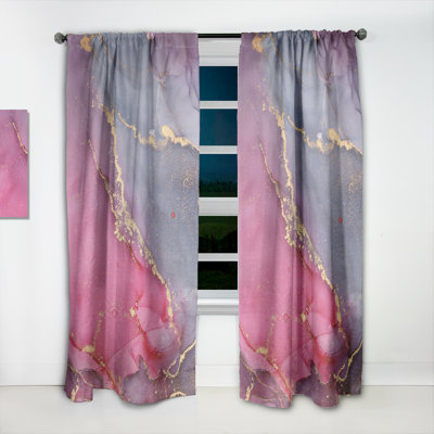 Red And Grey Luxury Abstract Fluid Art I - Modern Velvet Curtain - Room darkening - 1 panel