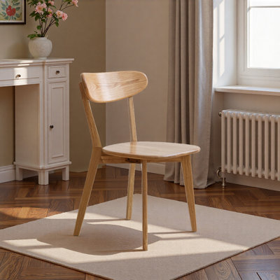 Wooden Dining Chair, Side Chairs Fas Grade Oak Natural Wood Frame With Curved Backrest