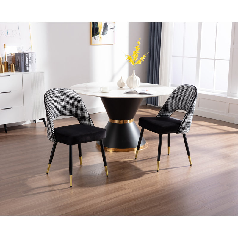 Adolina 48.5cm H Velvet Upholstered Metal Parsons Chair in Black