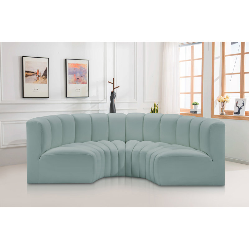 Hinata 88'' Upholstered Sofa, Mint Vegan Leather