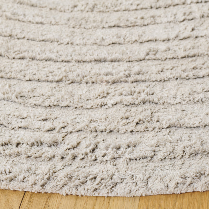 Tapis d'intérieur en coton recyclé touffeté à la main lavable à la machine Easy Care 228, Rond 6 pi