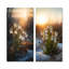 «Green Snowdrops Winter Sunset - Snowdrops», ensemble d'art mural sur toile-389700694-389700688