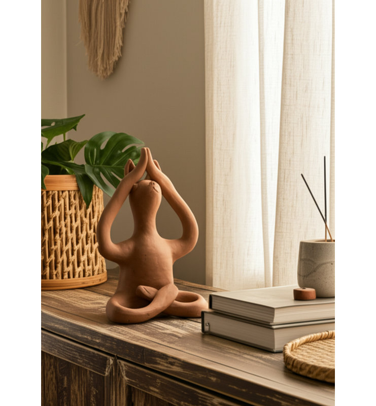 Figurine bohème en terre cuite Boho, H 10 po x l 7 po x P 6 po