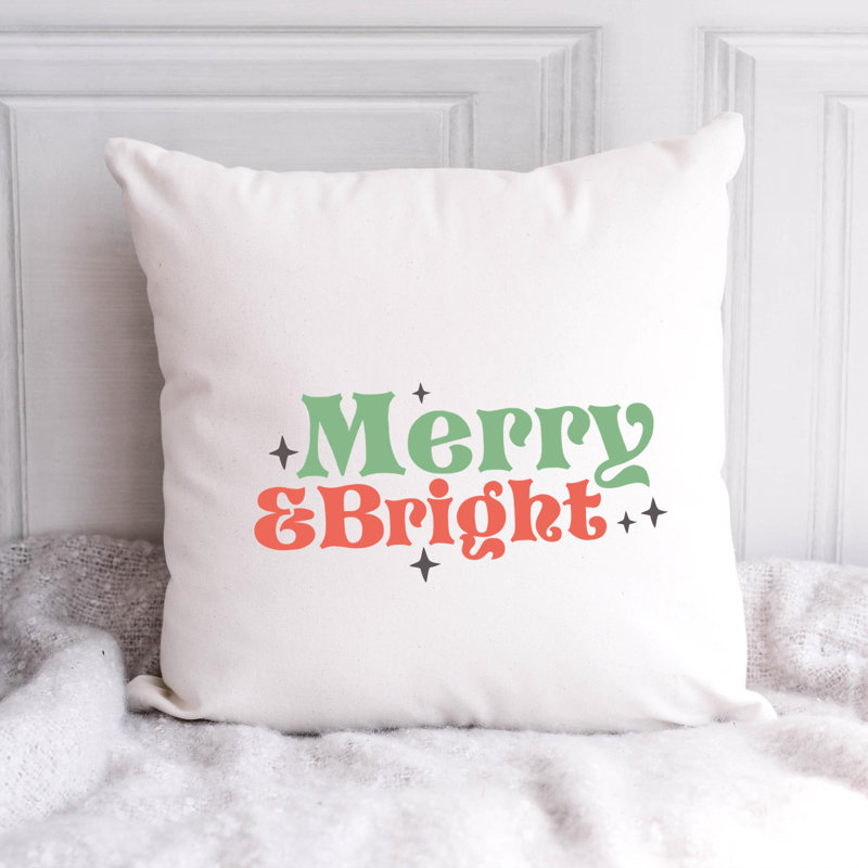 ChristmasCuteQuotes-15 Reversible Throw Pillow, 14" x 14"