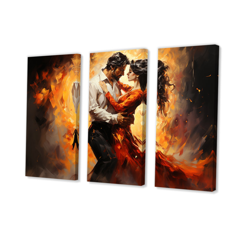 «Red Salsa Fiesta Passion - Dance», art mural, Toile tendue, H 28 po x l 36 po