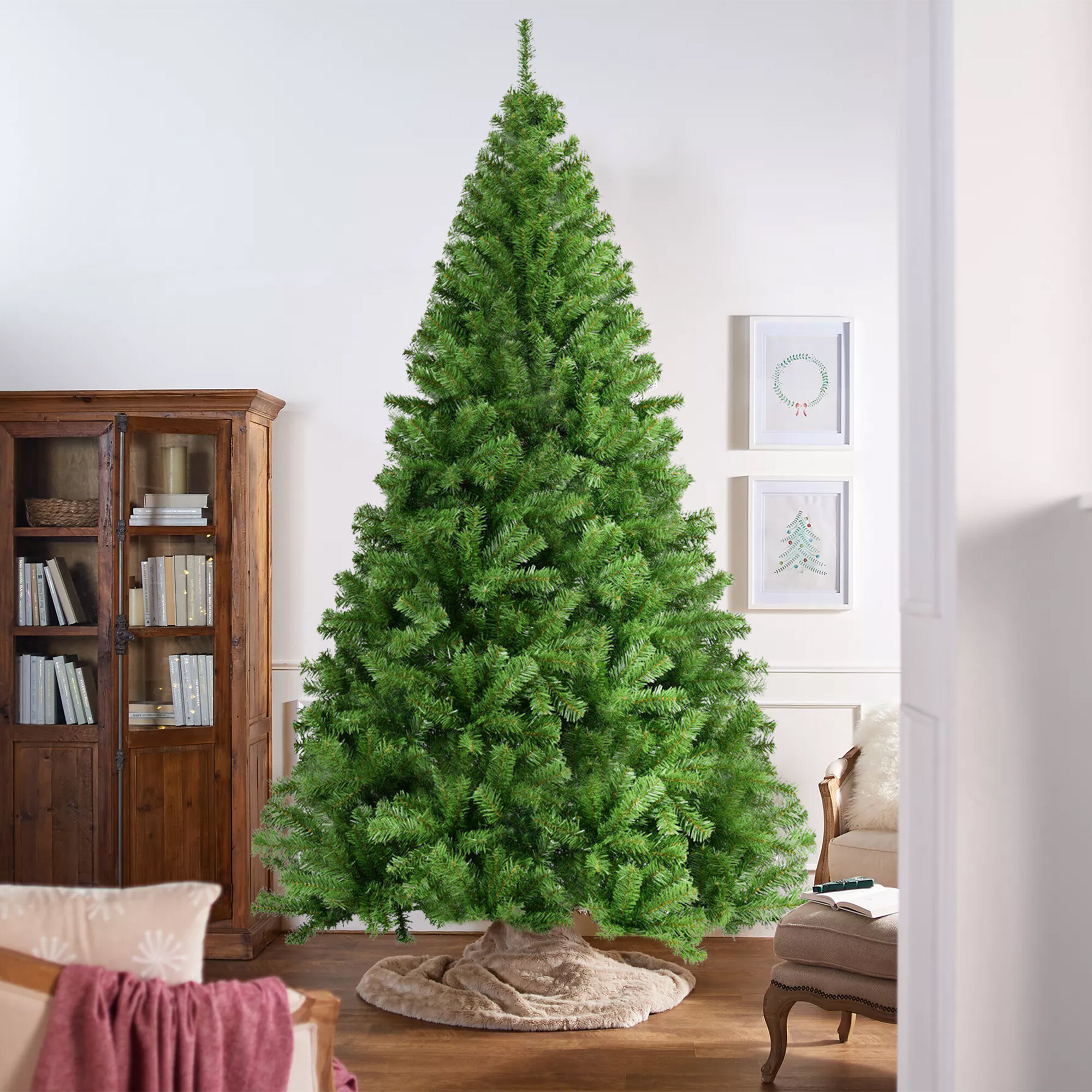 The Holiday Aisle® Green Realistic Artificial PVC Pine Christmas Tree ...