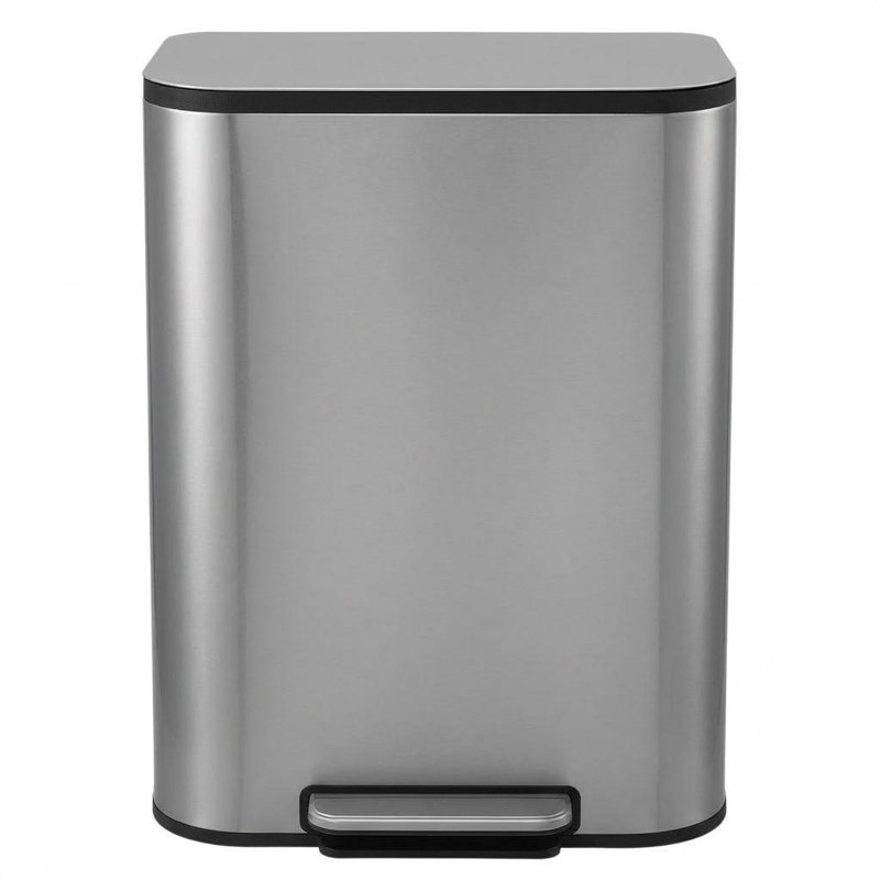 Poubelle à pédale grande capacité 14 gallons en acier inoxydable 51L résistante aux empreintes digitales