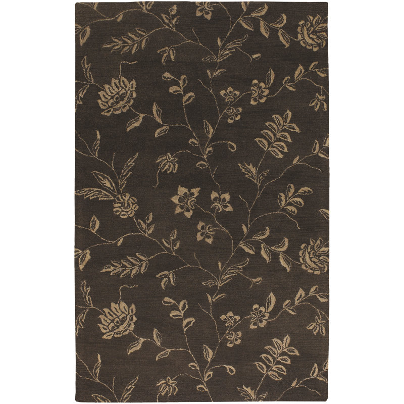 Tapis brun / brun clair en laine touffeté à la main Melcher, Rectangulaire 2 pi x 3 pi